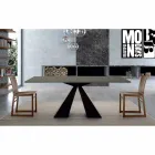 Dining Table with Fenix Top and Steel Base Made in Italy - Dalmata Viadurini