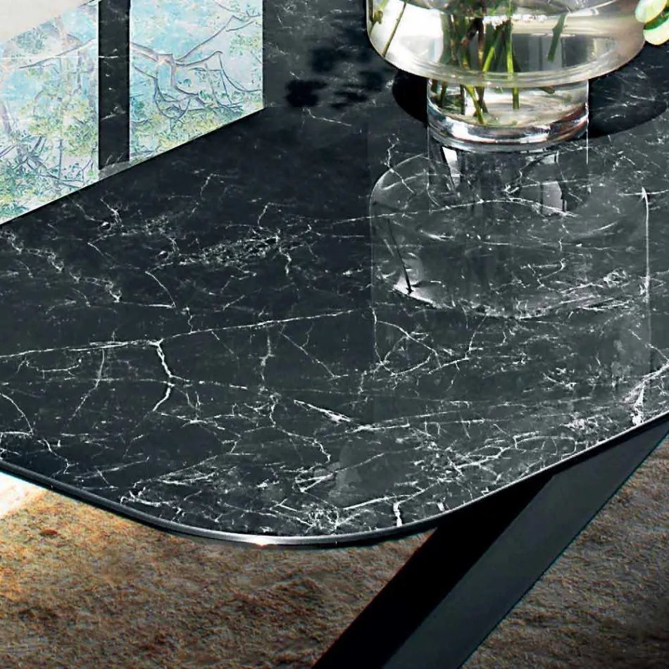 Dining Table with Top in Precious Made in Italy Hypermarble - Settimmio Viadurini