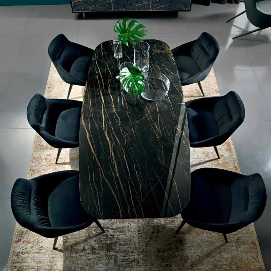 Dining Table with Top in Precious Made in Italy Hypermarble - Settimmio Viadurini