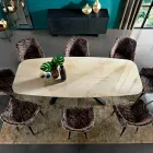 Dining Table with Top in Precious Made in Italy Hypermarble - Settimmio Viadurini