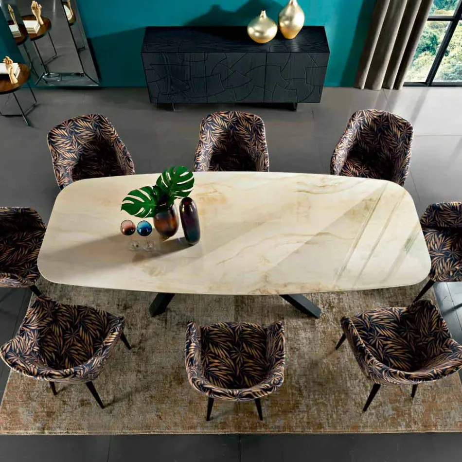 Dining Table with Top in Precious Made in Italy Hypermarble - Settimmio Viadurini