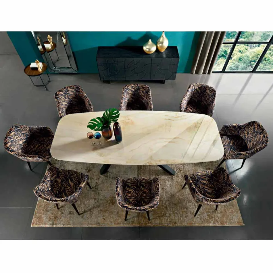 Dining Table with Top in Precious Made in Italy Hypermarble - Settimmio Viadurini