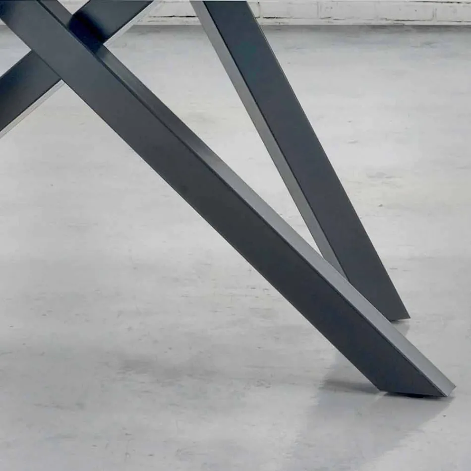 Dining Table with Veneered Wood Top Made in Italy - Settimmio Viadurini