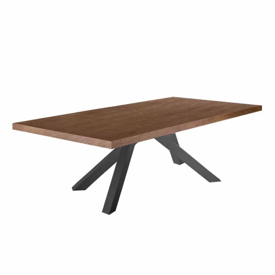 Dining Table with Veneered Wood Top Made in Italy - Settimmio Viadurini