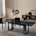 Dining Table with Smoked Glass Top and Metal Base 4 Dimensions - Speck