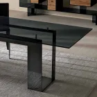 Dining Table with Smoked Glass Top and Metal Base 4 Dimensions - Speck Viadurini