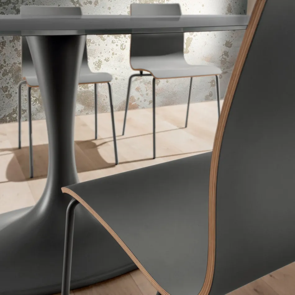 Quality Dining Table with Made in Italy Lacquered Glass Top - Brontolo Viadurini