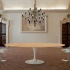 Dining Table with Oval Top Made in Italy Precious Veneer - Dollars Viadurini
