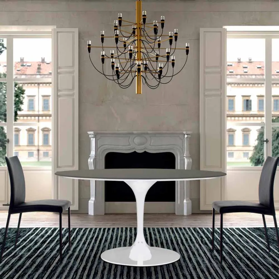 Dining Table with Round Top in Fenix Made in Italy High Quality - Dollars Viadurini