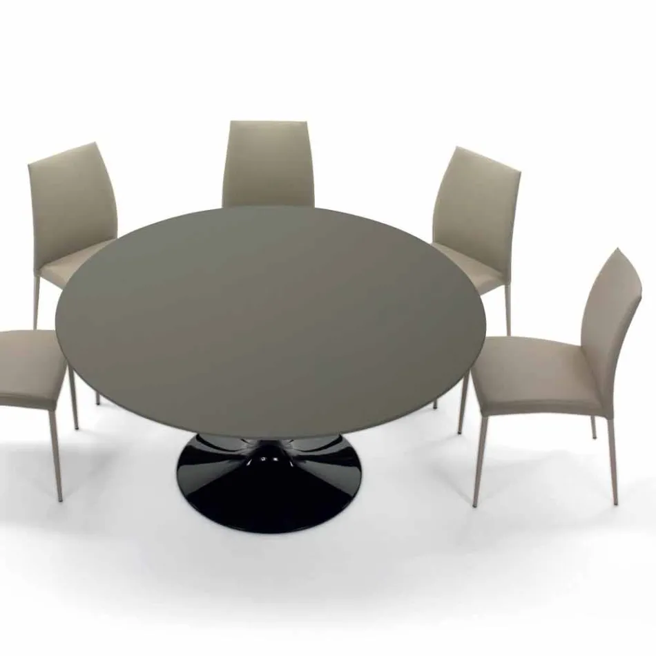 Dining Table with Round Top in Fenix Made in Italy High Quality - Dollars Viadurini
