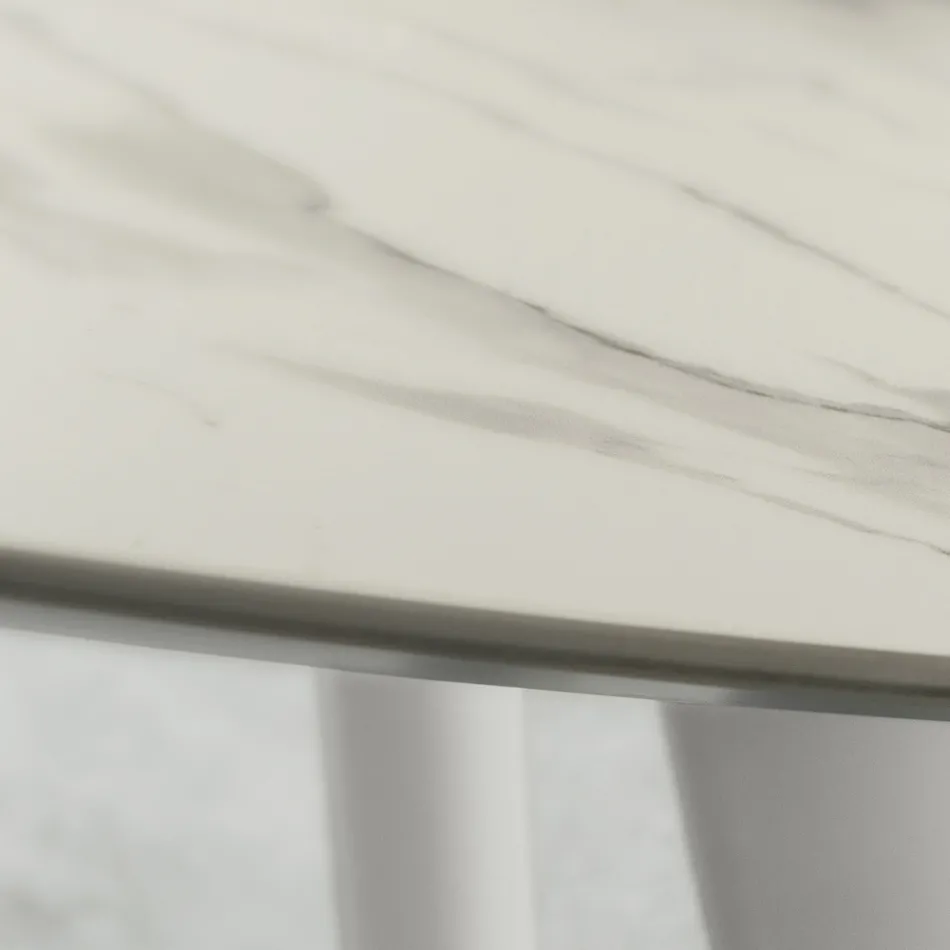 Dining Table with Round Laminam Top Made in Italy - Lingotto Viadurini