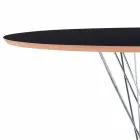 Dining Table with Round Top in Black Laminate Made in Italy - Plaza Viadurini