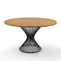 Dining Table with Round Top in Oak Veneered Mdf - Emmanuel