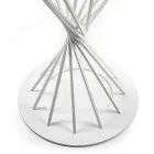 Dining Table with Round Tempered Glass Top and Steel Base - Mileto Viadurini