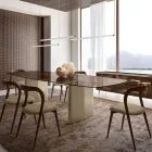 Opalia 320 cm Glass and Metal Dining Table, Made in Italy Viadurini