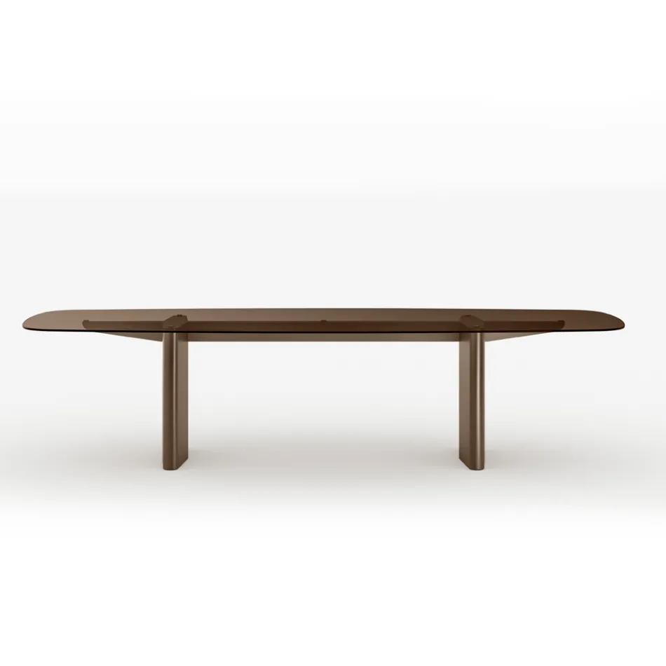 Opalia 320 cm Glass and Metal Dining Table, Made in Italy Viadurini