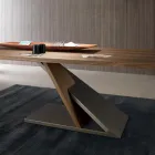 Design Dining Table in Metal Top in Canaletto Walnut - Zorato Wood Viadurini