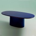 Modern Design Oval Dining Table in Blue MDF and Copper Made in Italy - Oku