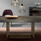 Extendable Dining Table in Ceramic and Metal Made in Italy - Dark Brown Viadurini