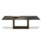 Extendable Dining Table in Ceramic and Metal Made in Italy - Dark Brown Viadurini