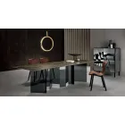 Design Dining Table in Ceramic and Smoked Glass Base Made in Italy - Random Viadurini