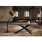 Design dining table in oak and metal made Italy Oncino Viadurini