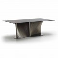 Luxury Dining Table in Smoked Glass and Oiled Ash Made in Italy - Croma