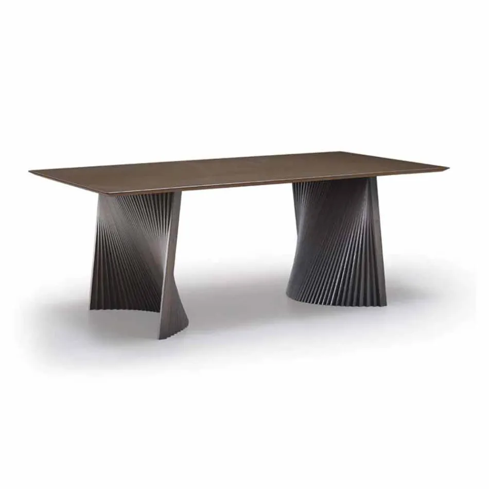 Modern Design Dining Table in Gres and Ash Made in Italy - Charol Viadurini