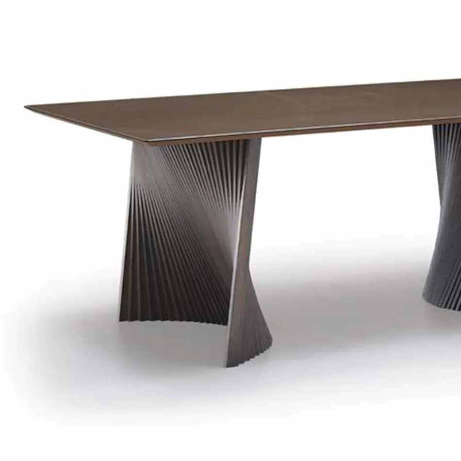 Modern Design Dining Table in Gres and Ash Made in Italy - Charol Viadurini
