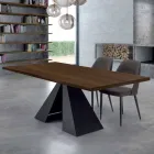 Veneered Dining Table with Steel Base Made in Italy - Dalmata Viadurini