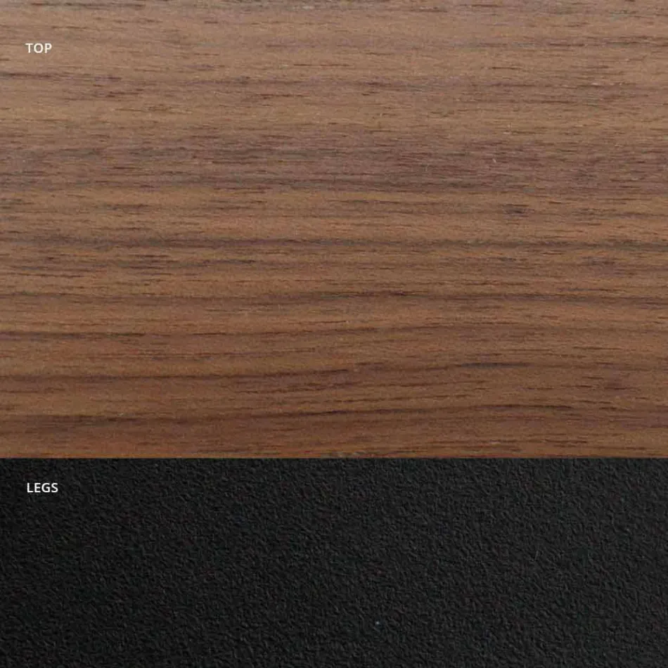 Veneered Dining Table with Steel Base Made in Italy - Dalmata Viadurini