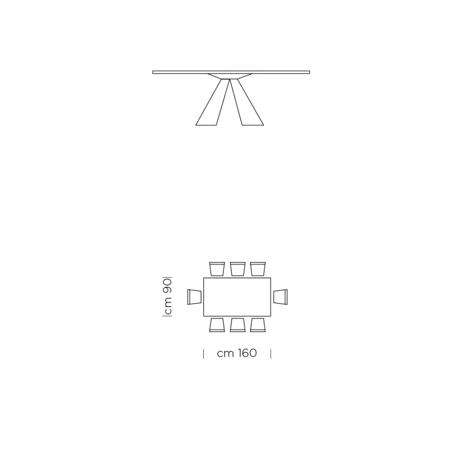 Veneered Dining Table with Steel Base Made in Italy - Dalmata Viadurini