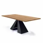 Veneered Dining Table with Steel Base Made in Italy - Dalmata Viadurini