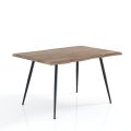 Steel Dining Table with Mdf Top in Oak Finish - Gherardo