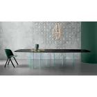Ceramic Dining Table and Extralight Glass Base Made in Italy - Random Viadurini