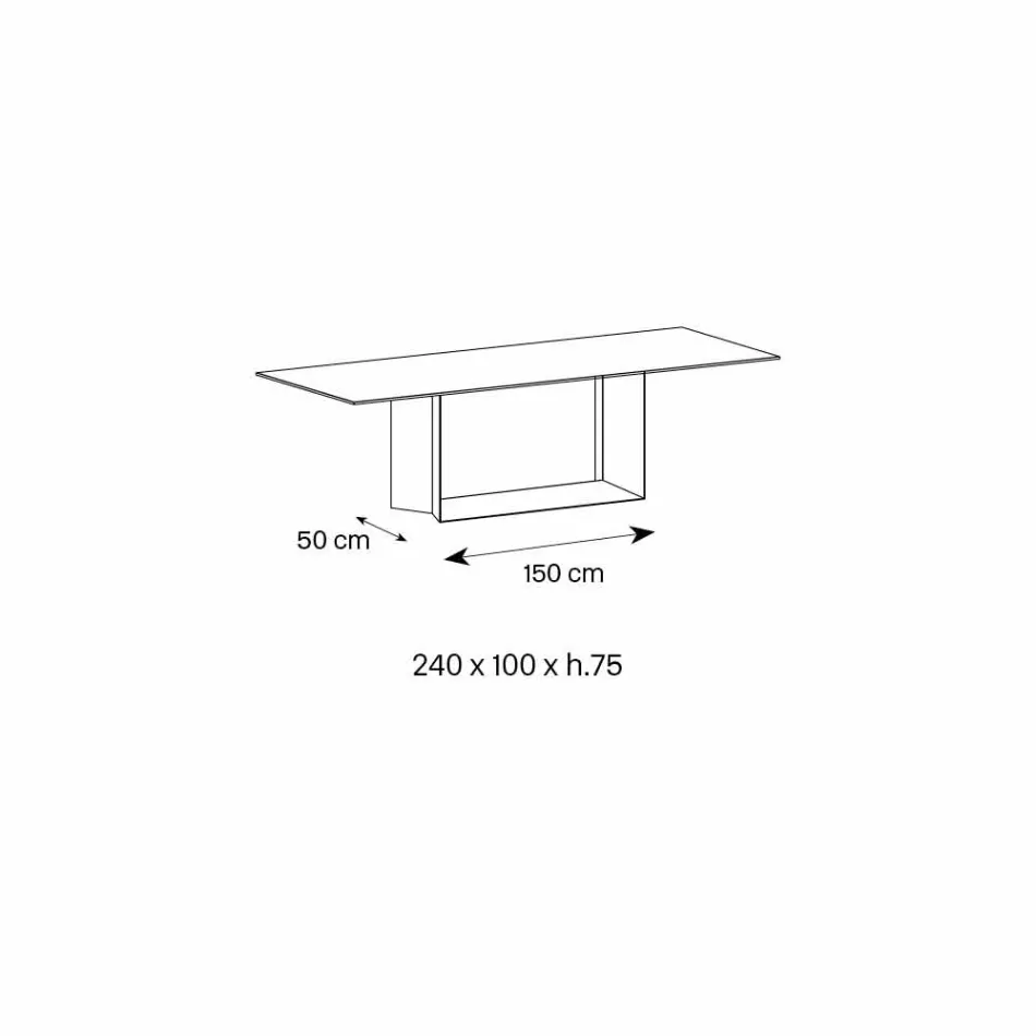 Anthracite Savoy Stone Ceramic Dining Table Made in Italy - Dark Brown Viadurini