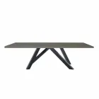 Dining Table in Gray Fenix and Lacquered Steel Made in Italy - Settimmio Viadurini