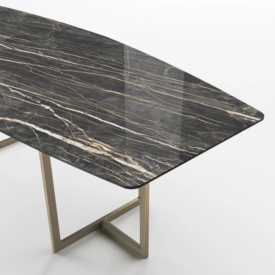 Dining Table in Porcelain Stoneware and Metal Made in Italy - Emilio Viadurini