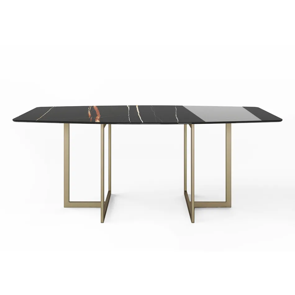 Dining Table in Porcelain Stoneware and Metal Made in Italy - Emilio Viadurini