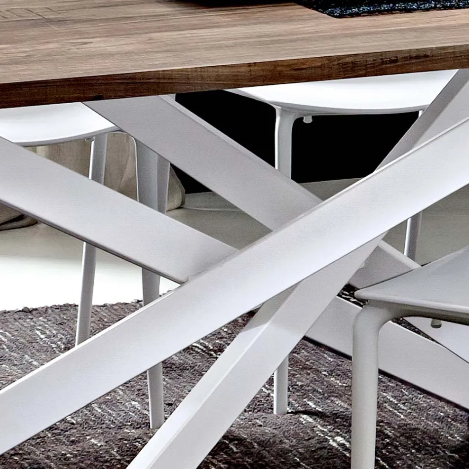 Hpl Dining Table with Metal Base Made in Italy, Precious - Carlino Viadurini