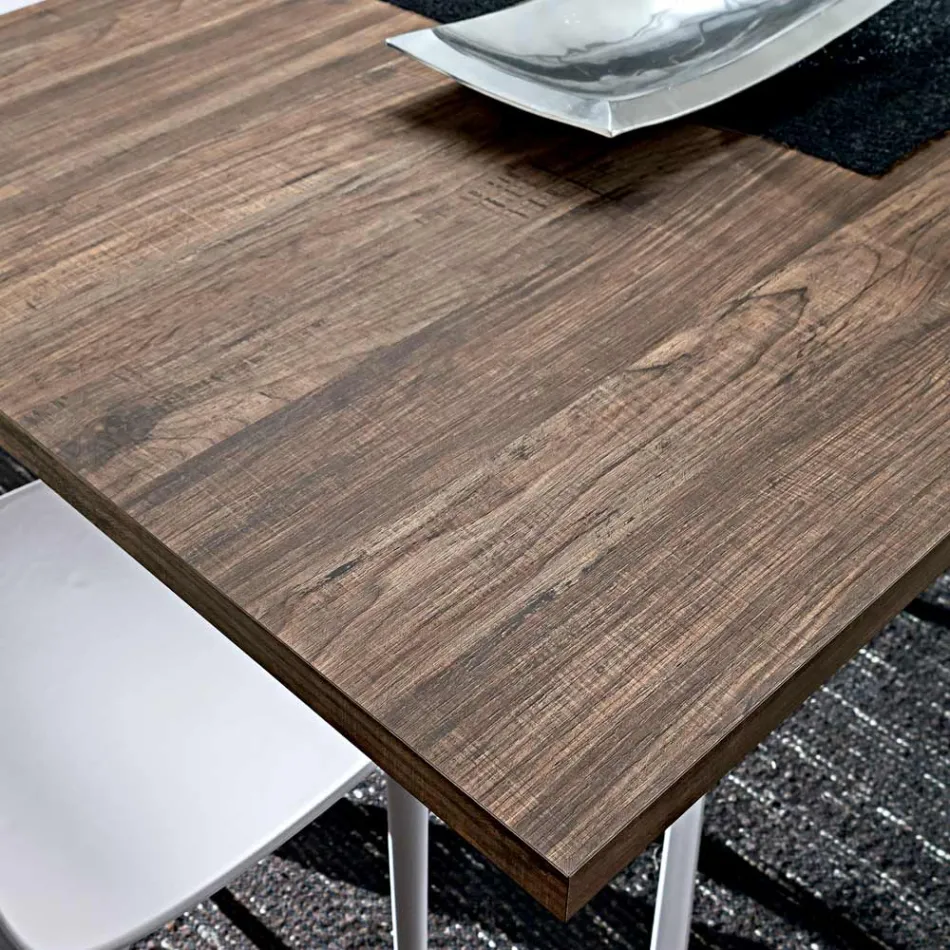 Hpl Dining Table with Metal Base Made in Italy, Precious - Carlino Viadurini