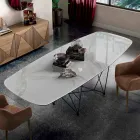 Dining Table in Hypermarble and Steel Made in Italy, High Quality - Ezzellino Viadurini