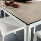 Dining Table in Laminam with Aluminum Structure Made in Italy - Bavaria Viadurini