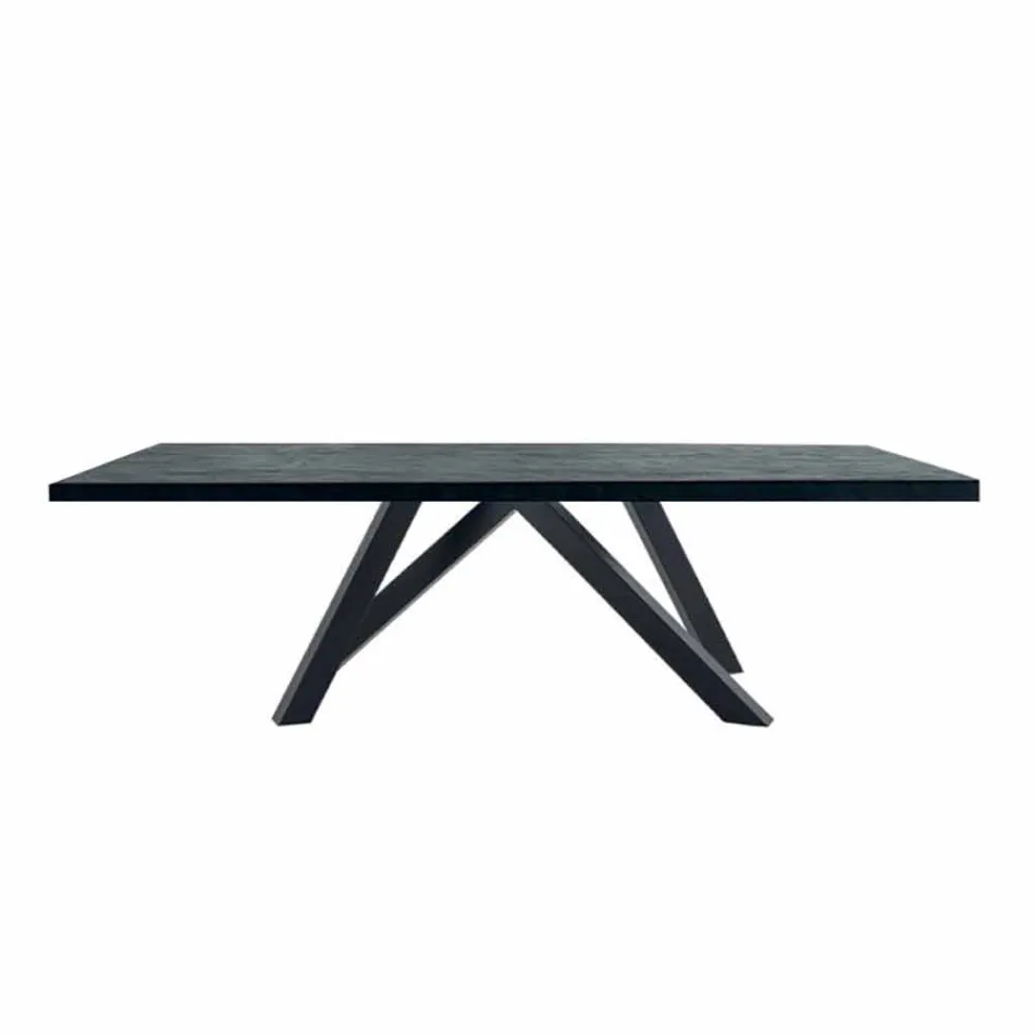 Dining Table in HPL Laminate and Precious Steel Made in Italy - Settimmio Viadurini