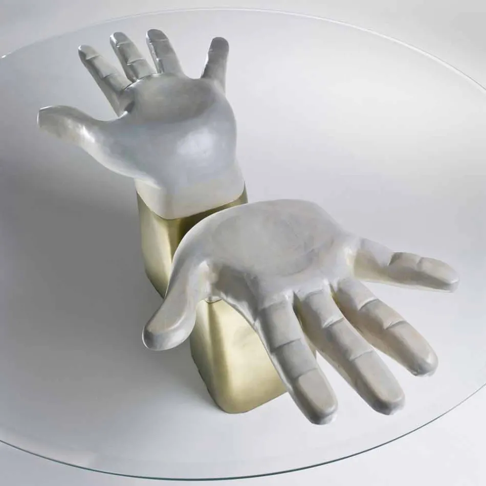 Wooden dining table with glass top, made in Italy, Bartolo Viadurini