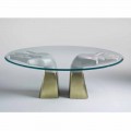Wooden dining table Bartolo with glass top, modern Italian design