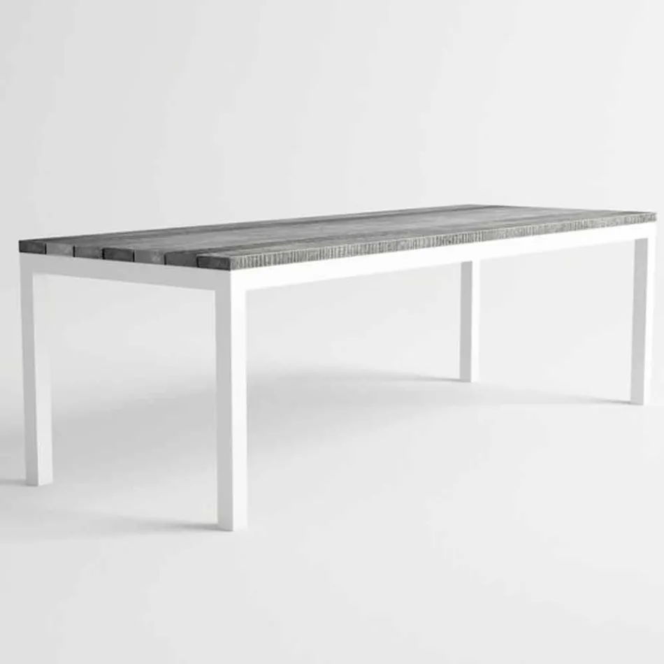 Modern Design Outdoor Wood and Aluminum Dining Table - Ganges Viadurini