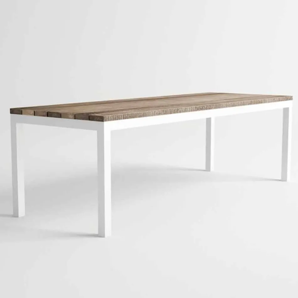Modern Design Outdoor Wood and Aluminum Dining Table - Ganges Viadurini