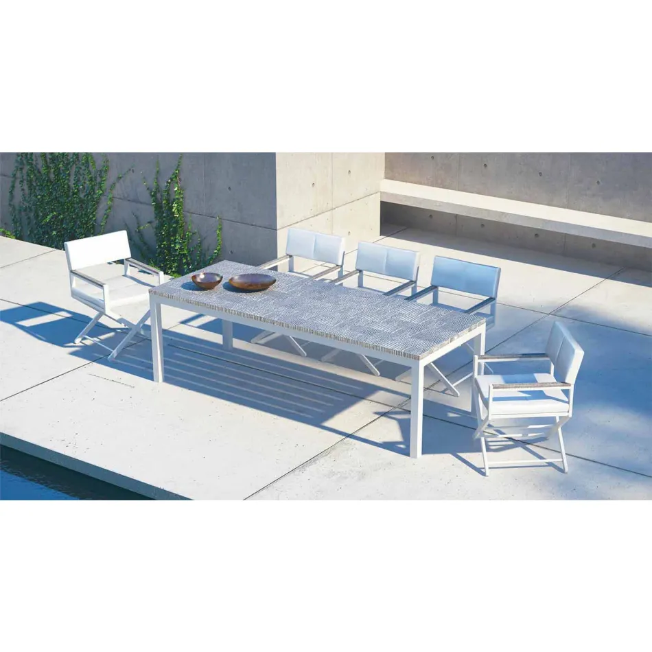 Modern Design Outdoor Wood and Aluminum Dining Table - Ganges Viadurini