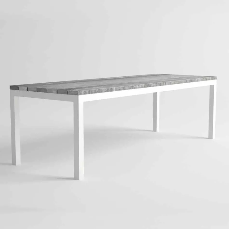 Modern Design Outdoor Wood and Aluminum Dining Table - Ganges Viadurini